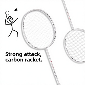<span class=keywords><strong>Raquette</strong></span> de badminton en composite de fibre de carbone, taille haricot, design monobloc. Idéal pour les débutants, les joueurs de niveau débutant et les enfants - Product Image 2