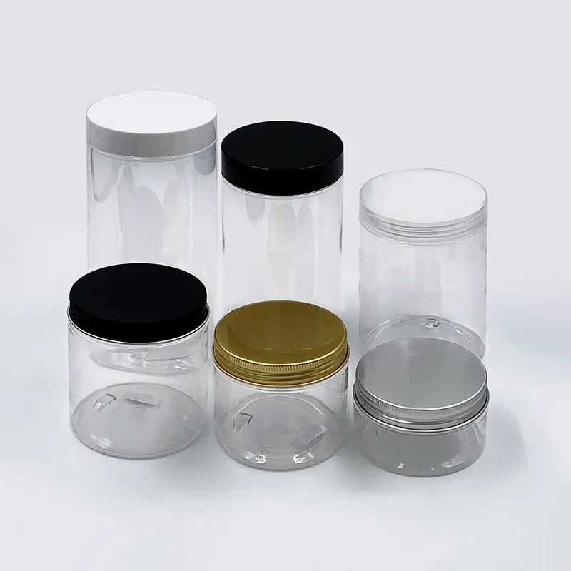 2oz 4oz 250ml 200ml 8oz Pots ronds en plastique transparent avec couvercles Contenants en PET Pots de stockage Pots de voyage pour le maquillage cosmétique