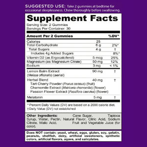 Gomitas de Melatonina OEM de 5 mg con Bálsamo de Limón, Botánicos, Magnesio y <span class=keywords><strong>Vitamina</strong></span> <span class=keywords><strong>D</strong></span>, Suplemento de Melatonina para el Sueño, el Estado de Ánimo y la Relajación - Product Image 2
