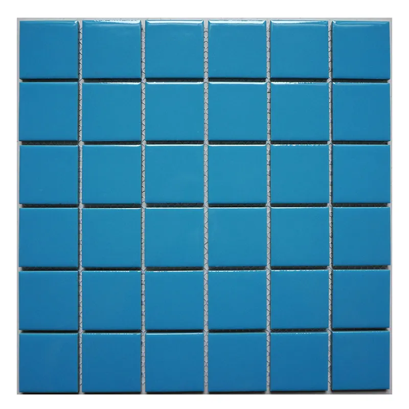Sır 48X48 kare mavi yüzme havuzu porselen mozaik karo