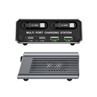 Station de charge rapide de bureau multi-ports 100W GaN USB-C PD avec câbles rétractables 65W pour ordinateur portable/tablette/ordinateur/appareil photo/téléphone portable