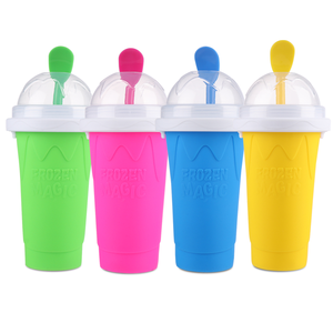 New Portable Summer Frozen Magic Slushy Maker <b>Cup</b> Reusable <b>Ice</b> <b>Cream</b> Silicone Smoothie <b>Cups</b> With Lid - Product Image 1