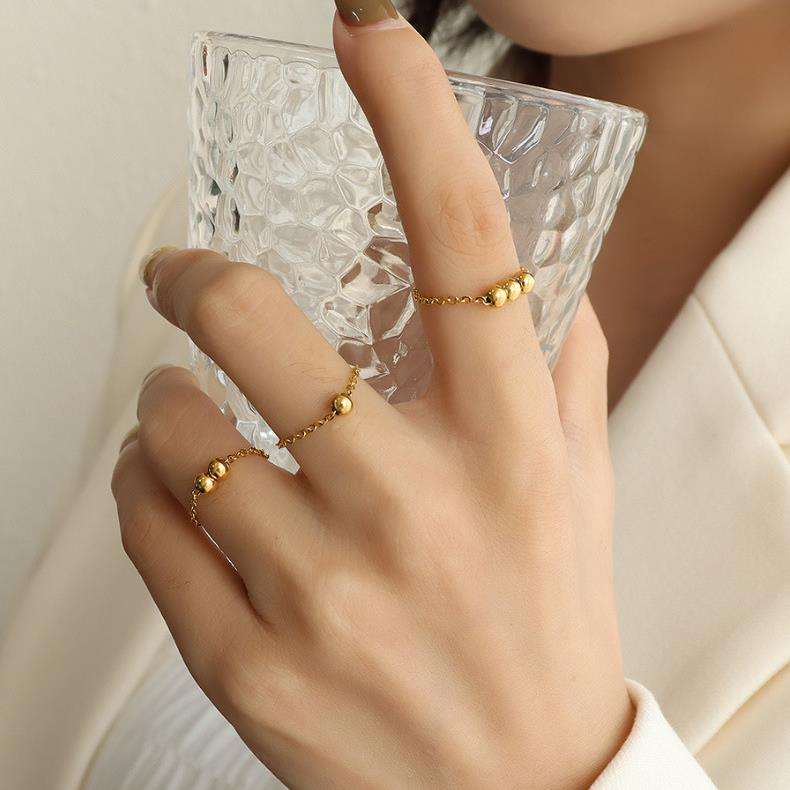 Greek Lucky Small Steel Ball Ring Tail Titanium Steel 18k Gold Ring Jewelry  Index Finger Ring