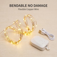 Guirnalda de Luces LED Recargables con Batería, 8 Modos, Temporizador, Portátiles, para Interiores, Jardín, Bodas, Festivales, Decorativas, con Cable de Cobre