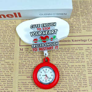 Cute Glitter <b>Nurse</b> <b>Watch</b> with Retractable Badge Reel Silicone Cover Quartz Fob for Medical Students Doctors - Product Image 4