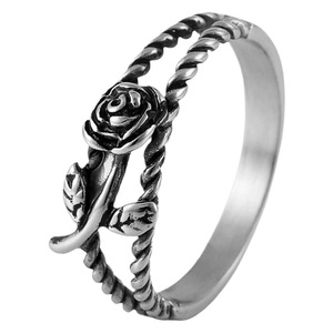 yunnique Stainless Steel Flower <b>Ring</b> Women's Rose Design Hollow Punk Style Gift Jewelry - Product Image 5