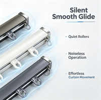 Rail de rideau en aluminium robuste, silencieux et fluide, fixation supérieure et latérale, longueur personnalisable