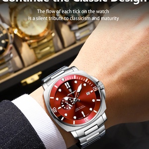 Montres de luxe pour hommes, étanches, en acier inoxydable, lumineuses, avec date, chronographe, montre-bracelet à quartz de haute qualité pour hommes - Product Image 5