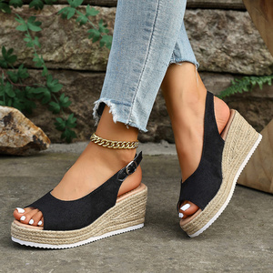 Comode <span class=keywords><strong>Espadrillas</strong></span> con <span class=keywords><strong>Zeppa</strong></span>, Sandali con Plateau e Punta Aperta con Fibbia alla Caviglia - Product Image 3