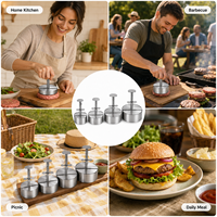 Moule à hamburgers réglable antiadhésif pour barbecue, presse à hamburgers en acier inoxydable 201 pour la cuisine