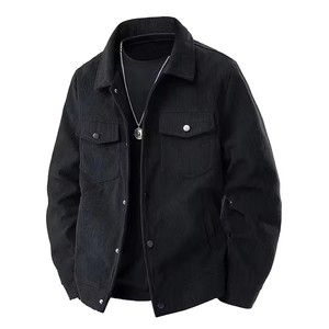 Blouson <span class=keywords><strong>en</strong></span> <span class=keywords><strong>velours</strong></span> <span class=keywords><strong>côtelé</strong></span> uni pour homme avec revers – <span class=keywords><strong>Manteau</strong></span> de travail décontracté polyvalent au style jeune et tendance - Product Image 6