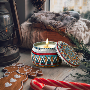 ชุดเทียนหอมลายแมนดาลาสีสันสดใส Oshine, เทียนอโรมาในภาชนะดีบุกสำหรับสร้างบรรยากาศอบอุ่นในบ้านและตกแต่งห้อง - Product Image 3