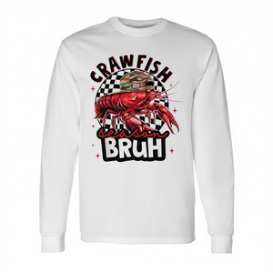 Maglietta a maniche lunghe con grafica a tema stagione gamberi per adulti, unisex, girocollo, in cotone, casual, stampata serigraficamente - Product Image 2