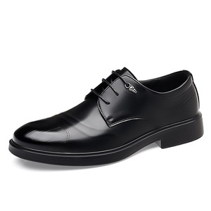 Chaussures habillées en cuir pour hommes, style Oxford, à bout pointu, pour le bureau et les occasions formelles, semelle extérieure en caoutchouc respirante, couleur noire unie, idéales pour les mariages - Product Image 5