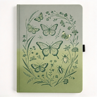 Carnet personnalisé à couverture rigide en PU avec motif papillon, élastique et pages pointillées – Idéal comme cadeau de papeterie