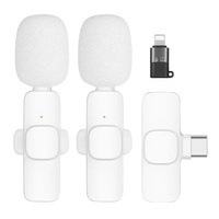 Microphone Lavalier sans fil K9 rose/blanc avec fonction un-vers-deux pour diffusion en direct sur iPhone et enregistrement multidirectionnel