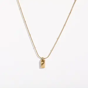 Grosir Perhiasan Titanium 18K Emas Disepuh Geometris Kalung Liontin Rantai Ular Kalung untuk Wanita Anak Perempuan