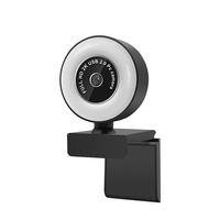 Webcam HD 1080p dengan Ring Light dan Mikrofon, Kecerahan Dapat Diatur, Grosir Baru 2023, untuk PC dan Skype