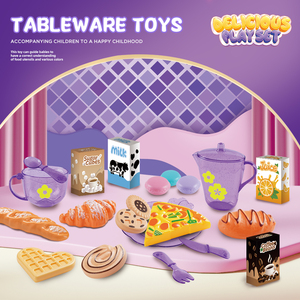 25 Pcs Plastic Afternoon Tea Time Role <b>Play</b> Tea Toy Party <b>Set</b> Pretend <b>Play</b> Preschool Kitchen <b>Food</b> Toys for Girls - Product Image 2