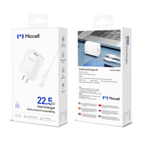 Adaptateur de chargeur de téléphone à charge rapide Miccell 22,5 W avec protection intelligente, compatible avec les téléphones iPhone et Android
