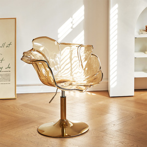 เก้าอี้พลาสติกด้านหลังลายกลีบดอกไม้เก้าอี้รับประทานอาหารสไตล์นอร์ดิกเก้าอี้ดีไซน์เนอร์เก้าอี้เน้นเสียงใส - Product Image 4