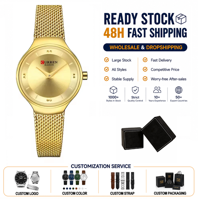 CURREN 9028 Women's Luxury Ultra-Thin Mesh Strap Watch Hardlex Glass Water Resistant Elegant Minimalist Design for Daily Formal