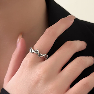 Anillo Irregular de Plata de Ley S925 Ruitai Plateado para Mujer, Diseño Geométrico, Estilo Retro Minimalista, Uso Diario - Product Image 1