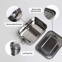 Klassische Lunchbox aus Edelstahl mit zwei Fächern Luftdichte, auslaufs ichere, kunststoff freie Bento-Brotdose mit Clip-Schlössern