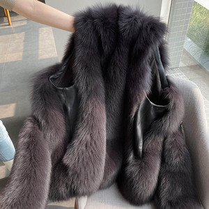 Gilet mi-long en fausse fourrure pour femme, sans manches, épaissi, gilet patchwork en fausse fourrure pour l'hiver, vêtement d'extérieur chaud et élégant - Product Image 3
