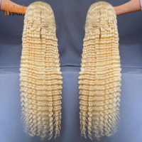 Perruques en cheveux humains 100% naturels, couleur blonde 613, 40 pouces, ondulées profondes, sans colle, avec dentelle frontale HD 13x4 13x6 pour femmes, vente en gros