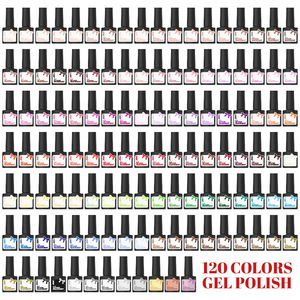 Ensemble de vernis à ongles en gel 24/120 couleurs, 15 ml, couleur unie, UV LED, longue tenue, avec couche de finition - Product Image 4