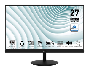 Moniteur professionnel MSI PRO MP271A 27 pouces FHD IPS 100Hz 1ms Anti-reflet Protection des yeux Montage VESA Inclinaison réglable - Product Image 2