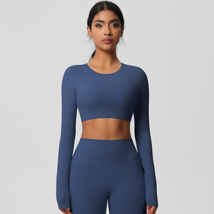 <span class=keywords><strong>Camisetas</strong></span> Deportivas <span class=keywords><strong>de</strong></span> Manga Larga Joyyoung, Ajustadas, Acanaladas, <span class=keywords><strong>para</strong></span> Entrenamiento, Running, Top Corto con Estampado, Elásticas en Cuatro Direcciones <span class=keywords><strong>para</strong></span> <span class=keywords><strong>Mujer</strong></span> - Product Image 3