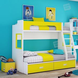 เตียงสองชั้นแบบคู่ทันสมัยสำหรับเด็กวัสดุไม้ทนทานสำหรับใช้ในโรงเรียนหรือห้องนอน - Product Image 2