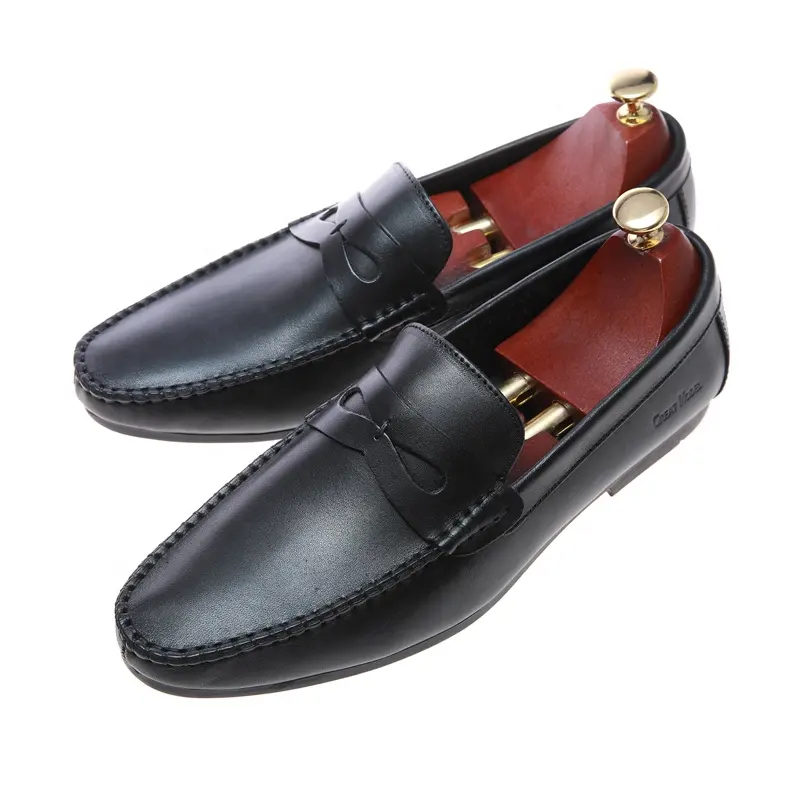 New Loafer Leather Casual Genuine Mens Shining Black Loafer Elevator Driving Men Leather Shoes Loafer