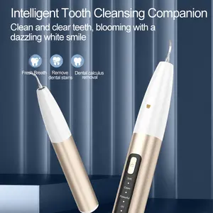 أحدث جهاز تنظيف أسنان محمول لعمل تنظيف عميق للأسنان وإزالة الجير في الأسنان من خلال الكالكولوس للاستخدام المنزلي مزود بإضاءة ليد