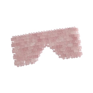 Natural Rose Quartz <b>Cold</b> <b>Eye</b> <b>Mask</b> Fatigue Relief Pink Crystal <b>Eye</b> Cover - Product Image 1