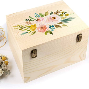Grande boîte à souvenirs <span class=keywords><strong>en</strong></span> bois avec couvercle à charnières, serrure rétro, <span class=keywords><strong>en</strong></span> pin naturel non fini, pour le bricolage, les bijoux - Product Image 4