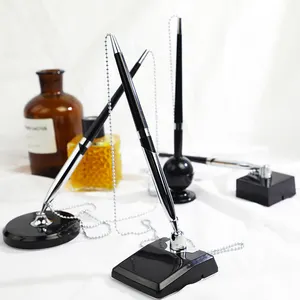 Caneta esferográfica preta de alta qualidade, várias formas, plástico, caneta de mesa, logotipo personalizável