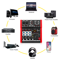XTUGA MP5 Modèle Xtuga Mixeur audio USB portable professionnel mini pour utilisation en extérieur dans les domaines audio, vidéo et éclairage