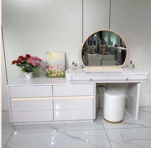 Modern Simple Bedroom Furniture Makeup <b>Dressing</b> <b>Table</b> With LED Light <b>Mirror</b> Multi Storage Drawers - Product Image 4