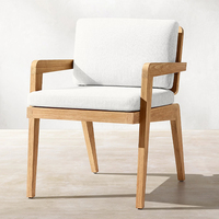 Table et chaises de café d'extérieur haut de gamme en bois massif, mobilier en teck avec dossier en corde tressée, ensemble de salle à manger pour villa, cour et jardin