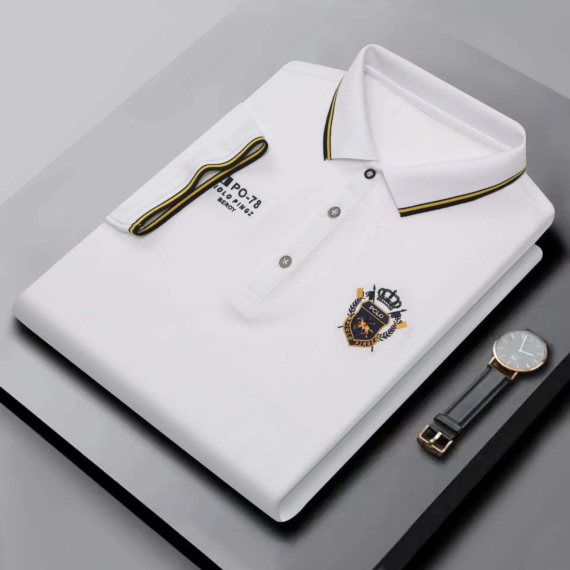 Bán Buôn Tùy Chỉnh Chất Lượng Thêu Logo Cotton Rắn Polo Áo Sơ Mi T-Shirts Đồng Bằng Trống Golf Kinh Doanh Đồng Phục Người Đàn Ông Của Polo Áo Sơ Mi