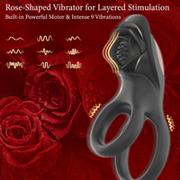 S-HANDE Rosen-Vibrator 2-in-1: Vibrations-Penisring aus Silikon & Klitorisstimulator für Verzögerte Ejakulation – Hodensackring für Paare & Männer