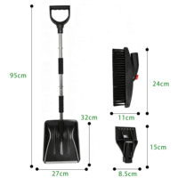 Pelle à neige et grattoir à glace 3 en 1 pour voiture avec manche télescopique en aluminium, lame en PP, 71-88 cm, pour le déneigement hivernal