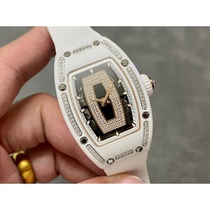 Reloj Mecánico Automático Ultra Elegante con Esfera Blanca de Cerámica y Diamantes, Caja Tonneau, Correa de Goma, Estilo Antiguo, Unisex, para Uso Diario, Casual y de Negocios - Product Image 2