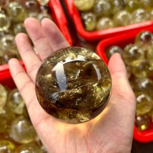 도매 하이 퀄리티 투명 황수정 구 치유 크리스탈 석영 공 공예 가정 장식 - Product Image 3