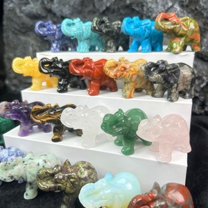 Wholesale 2inch Crystal Carving Elephant Carving Craft Natural <strong>Jade</strong> Crystal Ornament Animal Decorative Crystal Decorations - Product Image 1
