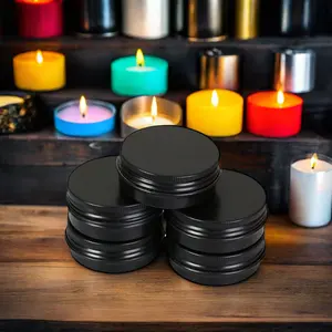 Matte Black 5ml đến 100ml kim loại nhôm tin có thể/container/Jar cho mỹ phẩm nến hoặc kẹo loạt các kích cỡ có sẵn