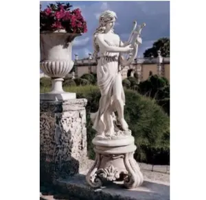 Baixo preço bonito design mão esculpido ao ar livre jardim cor branca mulher estátua de mármore